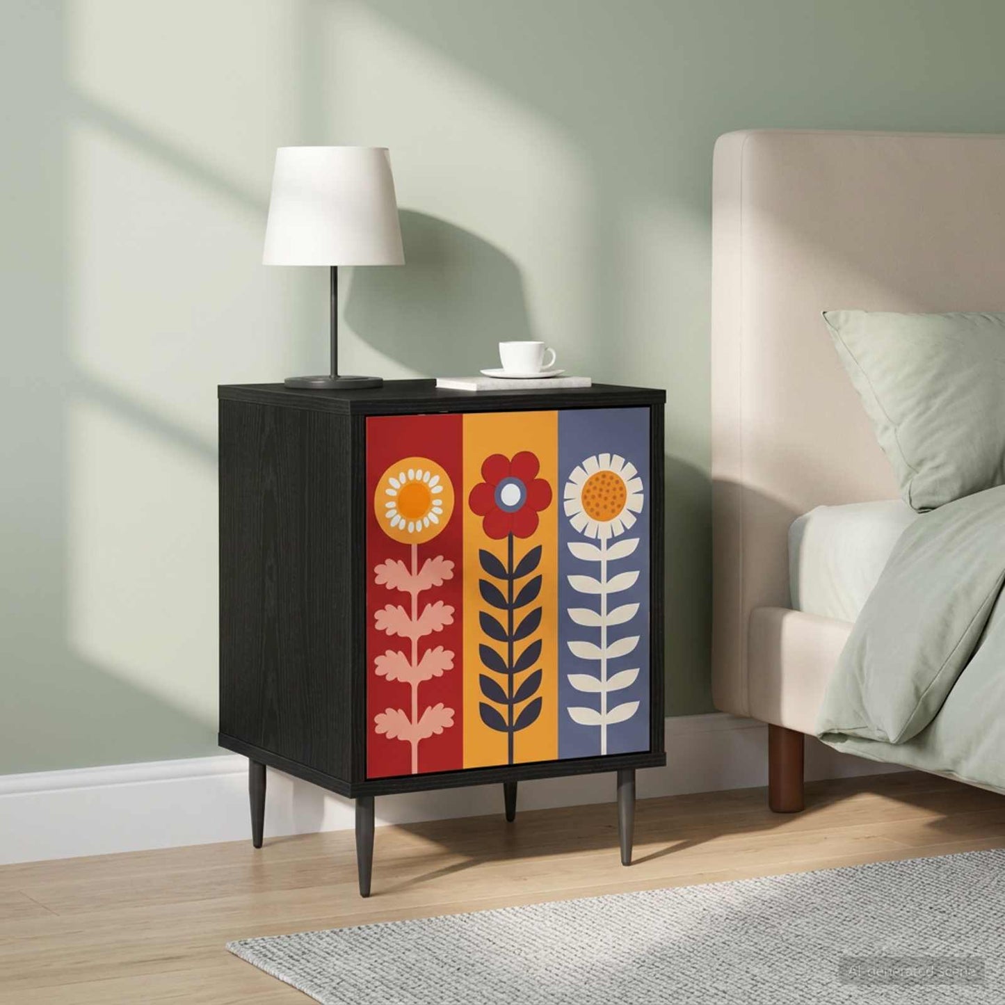 Bedside Cabinet ESSEN 2 pcs Black Oak 36 x 33 x 51 cm