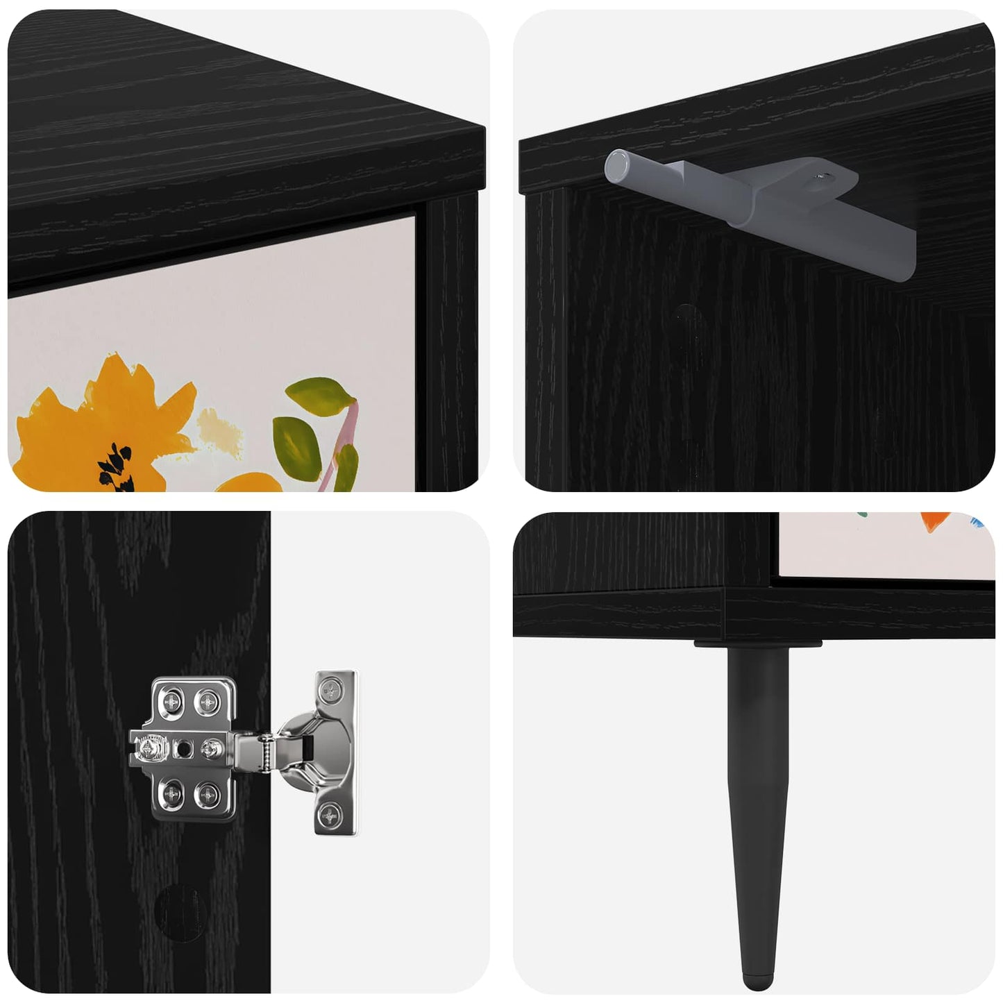 Bedside Cabinet MAINZ Black Oak 36 x 33 x 51 cm Engineered Wood