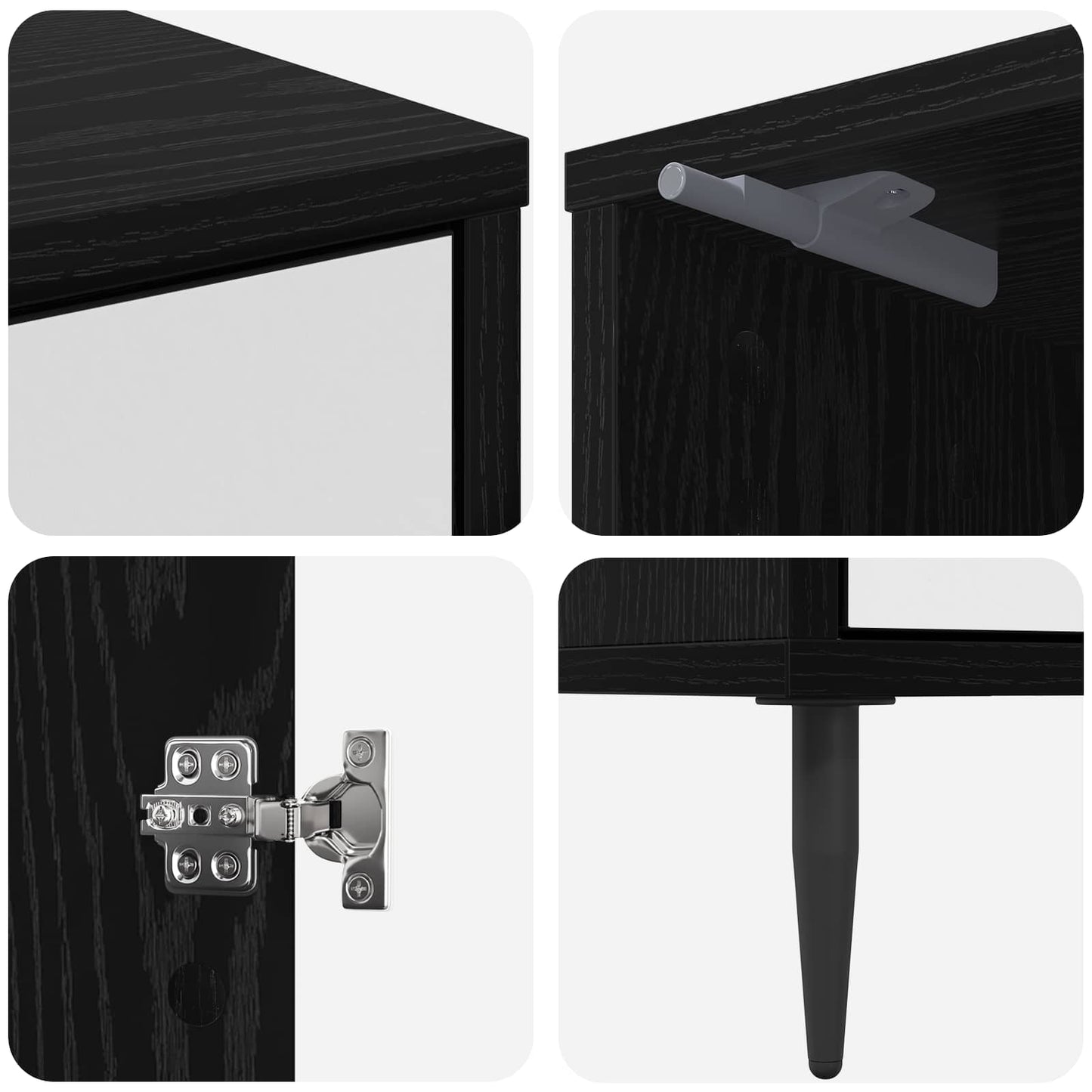 Bedside Cabinet HANAU Black Oak 36 x 33 x 51 cm Engineered Wood