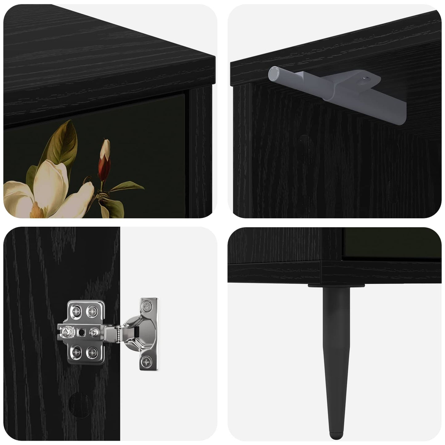 Bedside Cabinet BREMEN 2 pcs Black Oak 36 x 33 x 51 cm