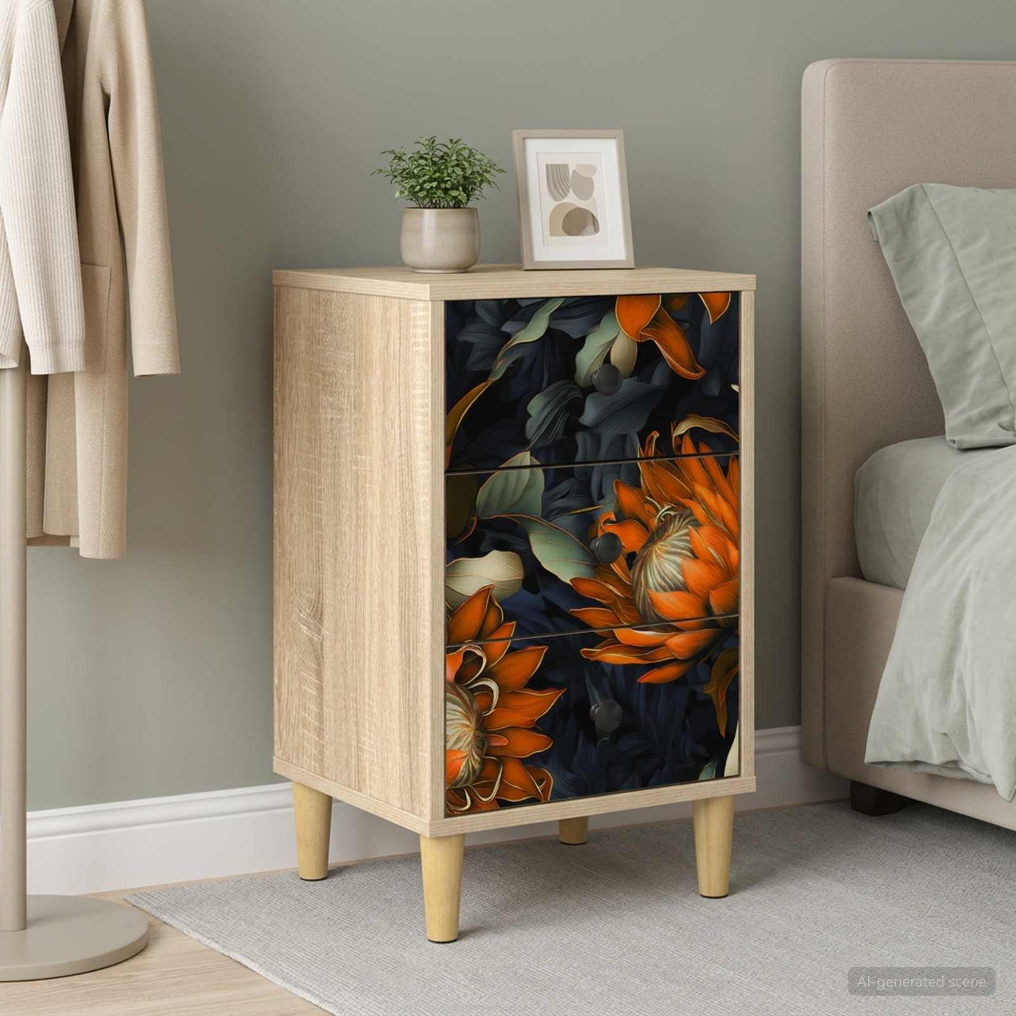 Bedside Cabinet LOCHEM Sonoma Oak 36 x 33 x 60 cm