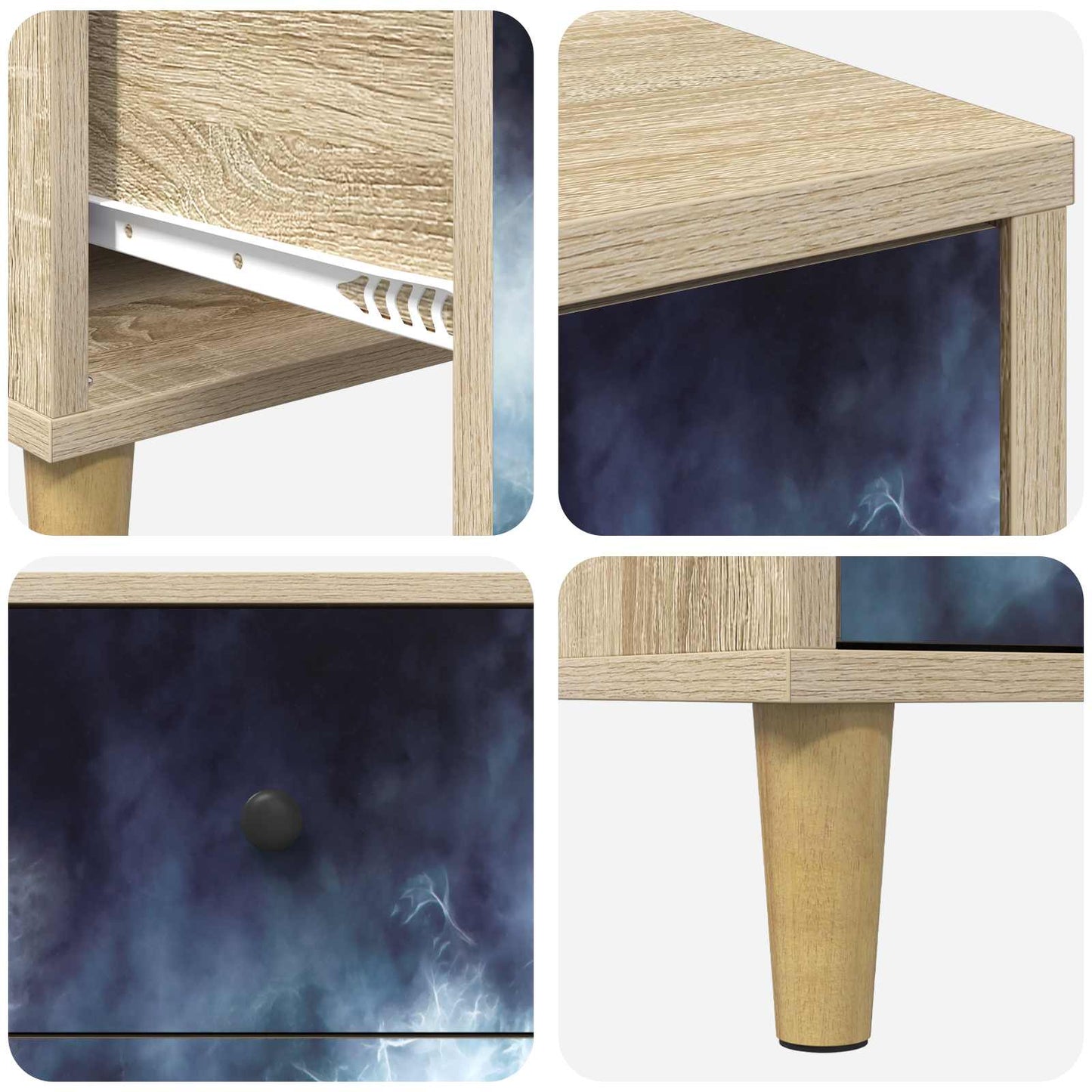 Bedside Cabinet RAALTE 2 pcs Sonoma Oak 36 x 33 x 60 cm