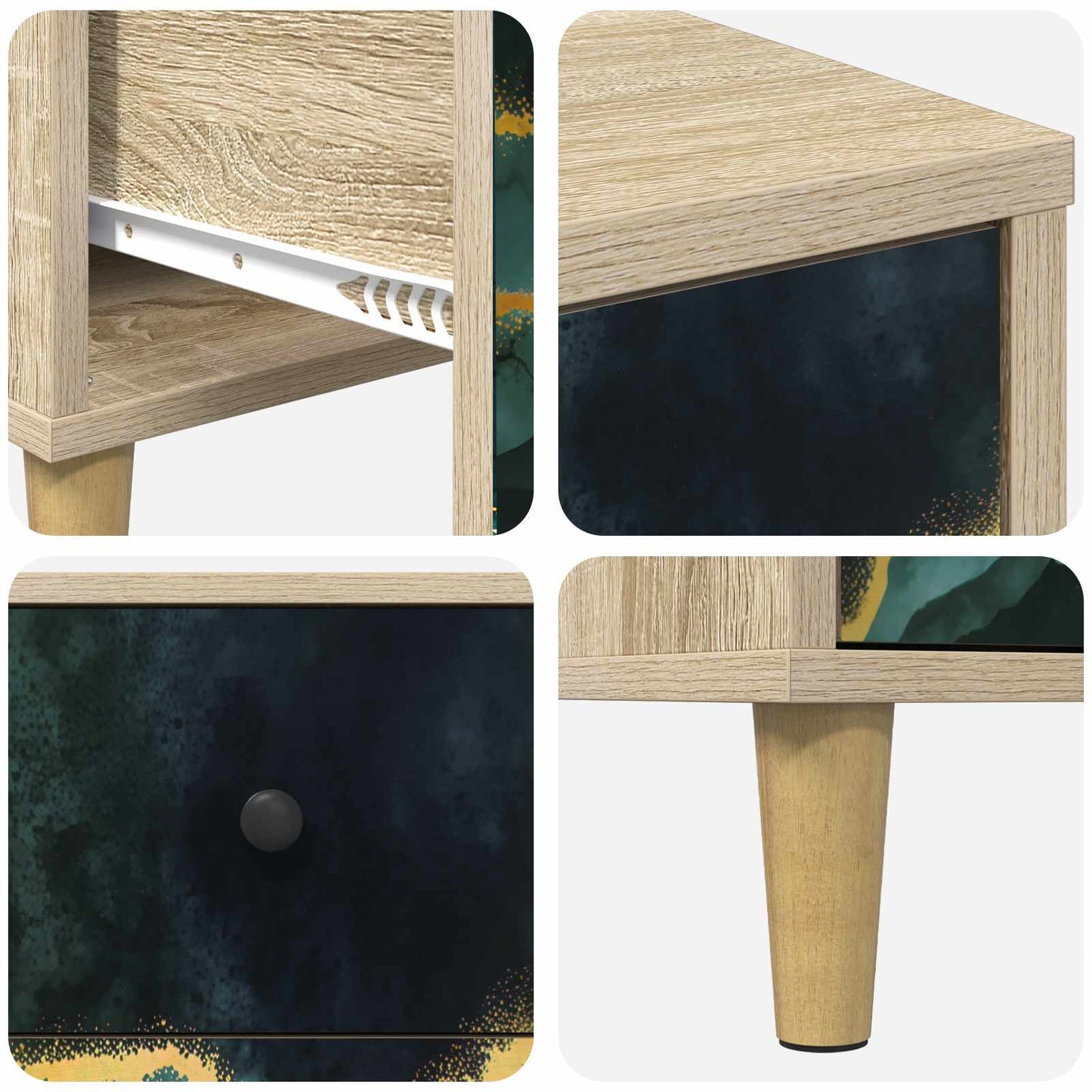 Bedside Cabinet WIJHE Sonoma Oak 36 x 33 x 60 cm