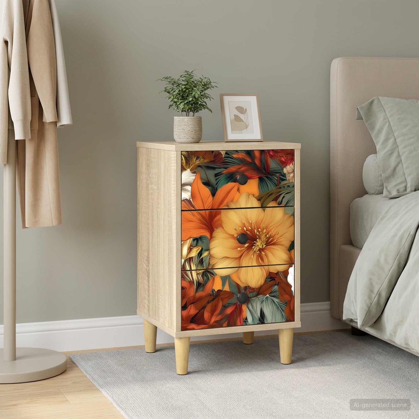 Bedside Cabinet GENNEP Sonoma Oak 36 x 33 x 60 cm