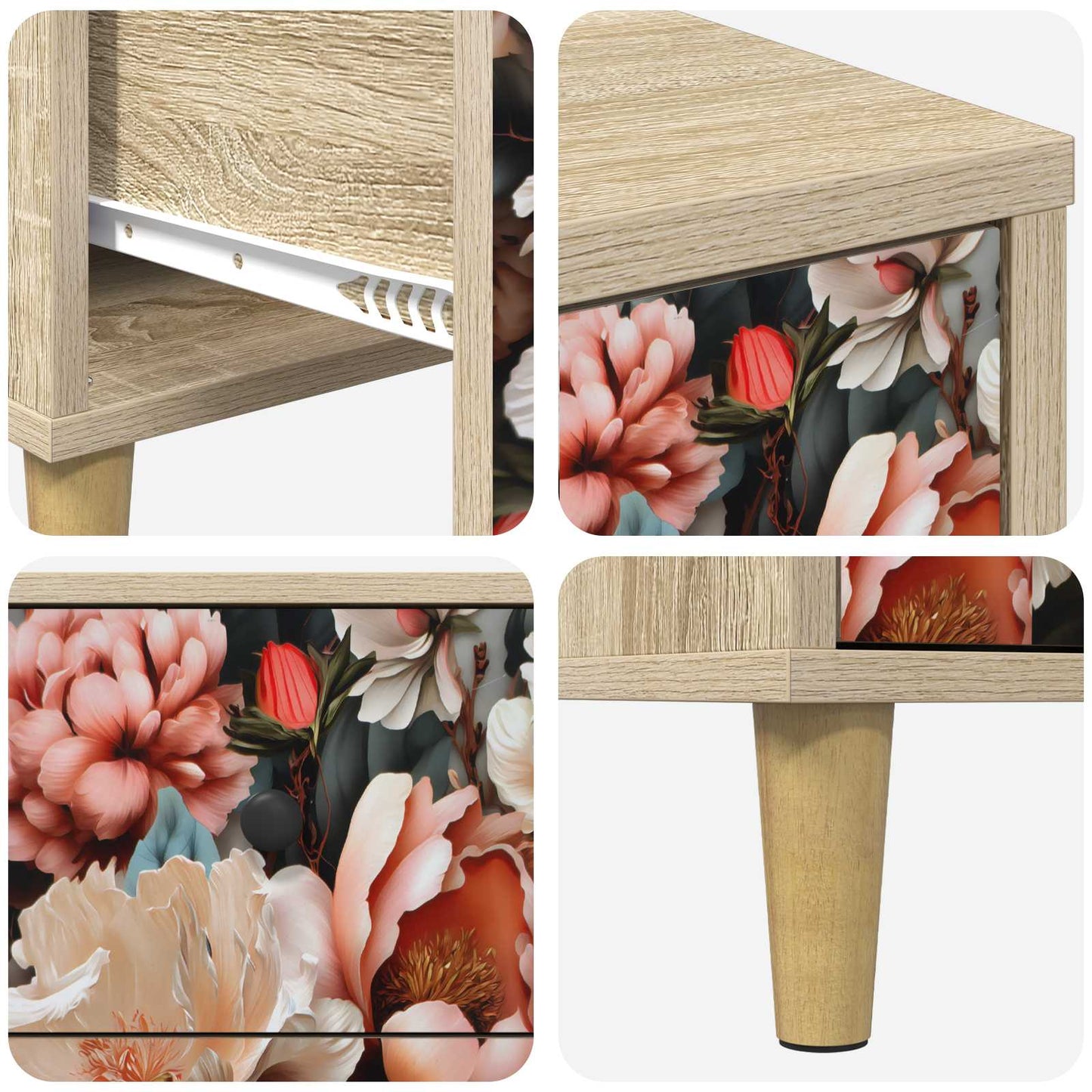 Bedside Cabinet BORNE Sonoma Oak 36 x 33 x 60 cm