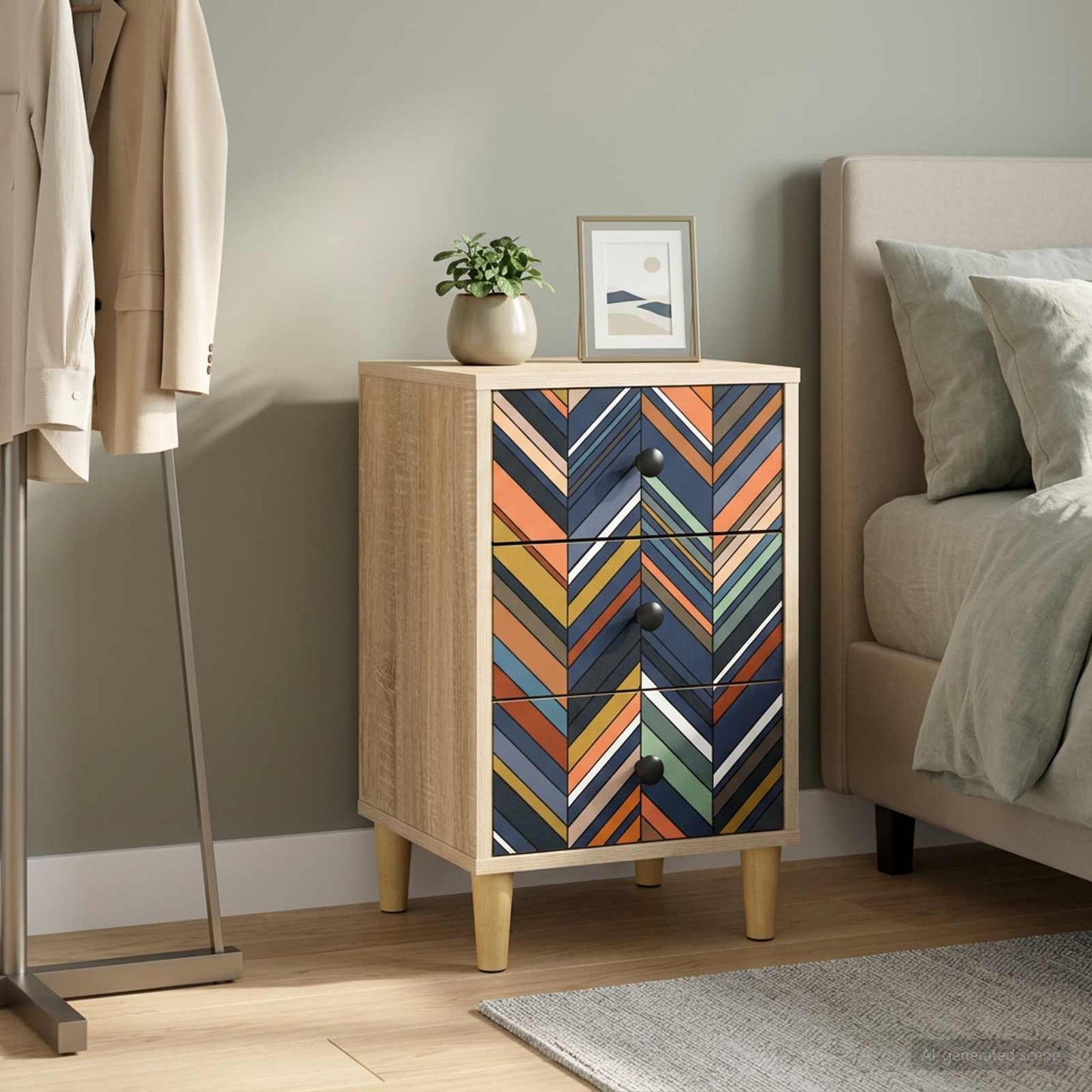 Bedside Cabinet OMMEN Sonoma Oak 36 x 33 x 60 cm