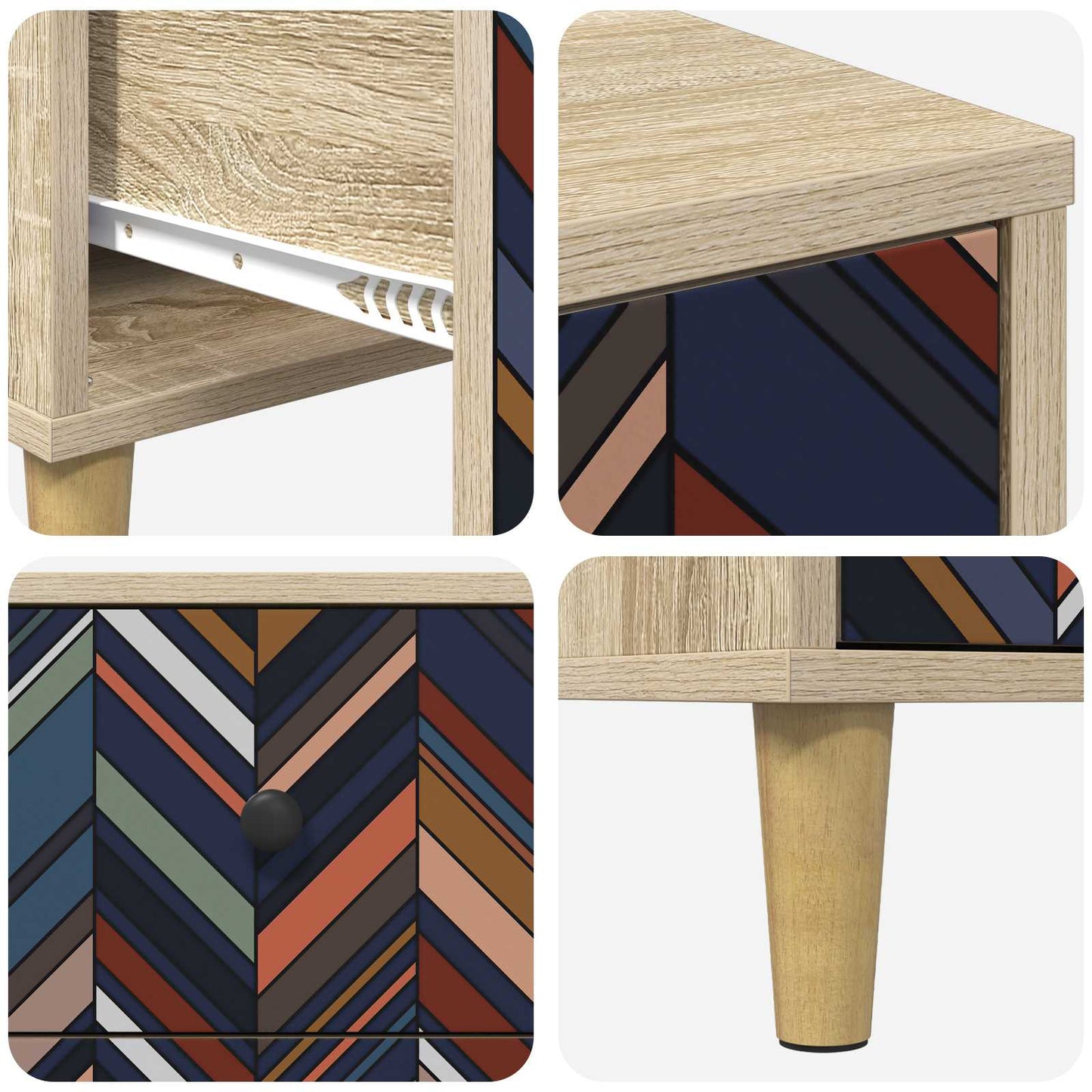Bedside Cabinet OMMEN 2 pcs Sonoma Oak 36 x 33 x 60 cm