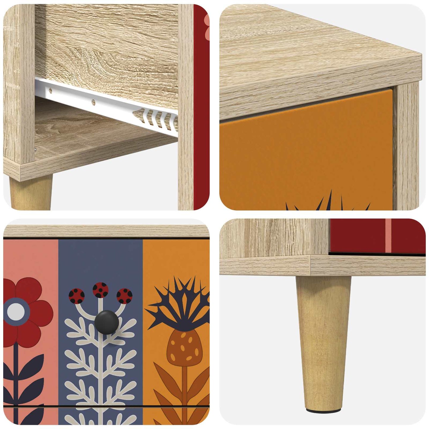 Bedside Cabinet ESSEN 2 pcs Sonoma Oak 36 x 33 x 60 cm