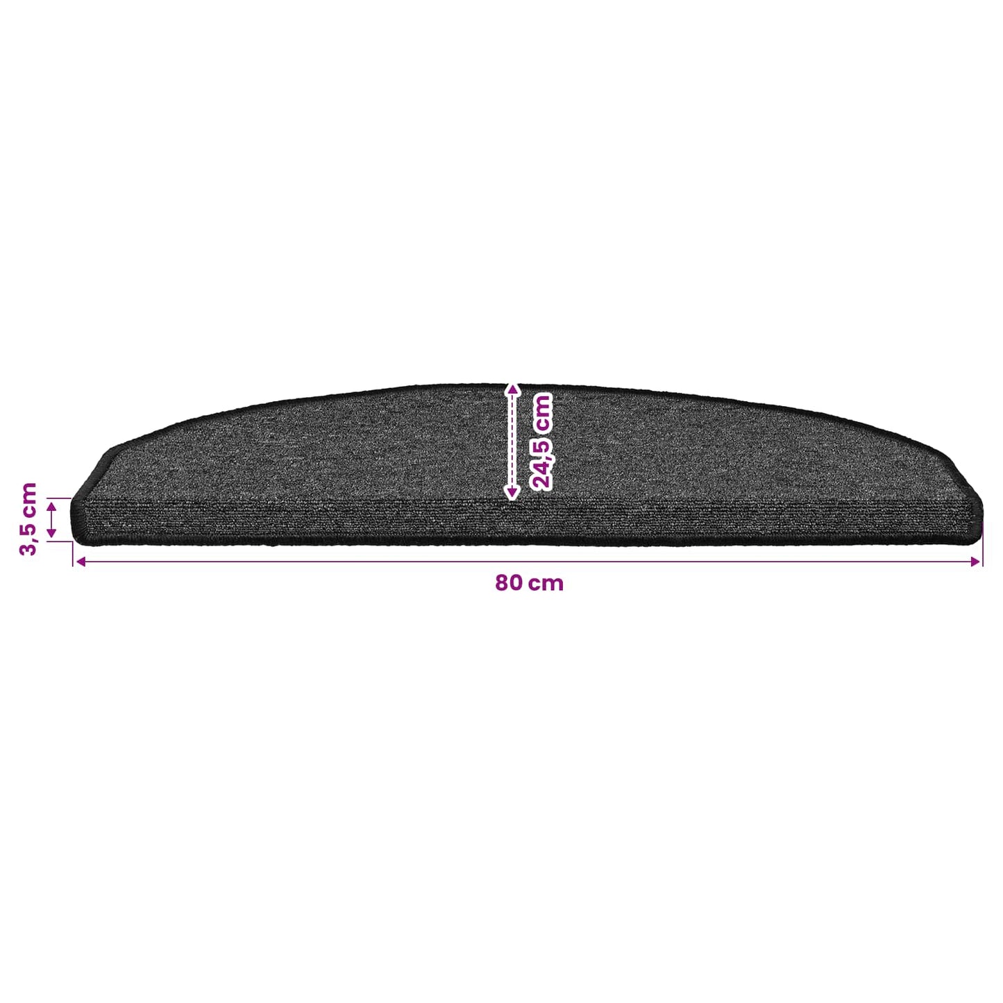 Self-adhesive Stair Mats 15 pcs 80 x 24.5 x 3.5 cm Anthracite