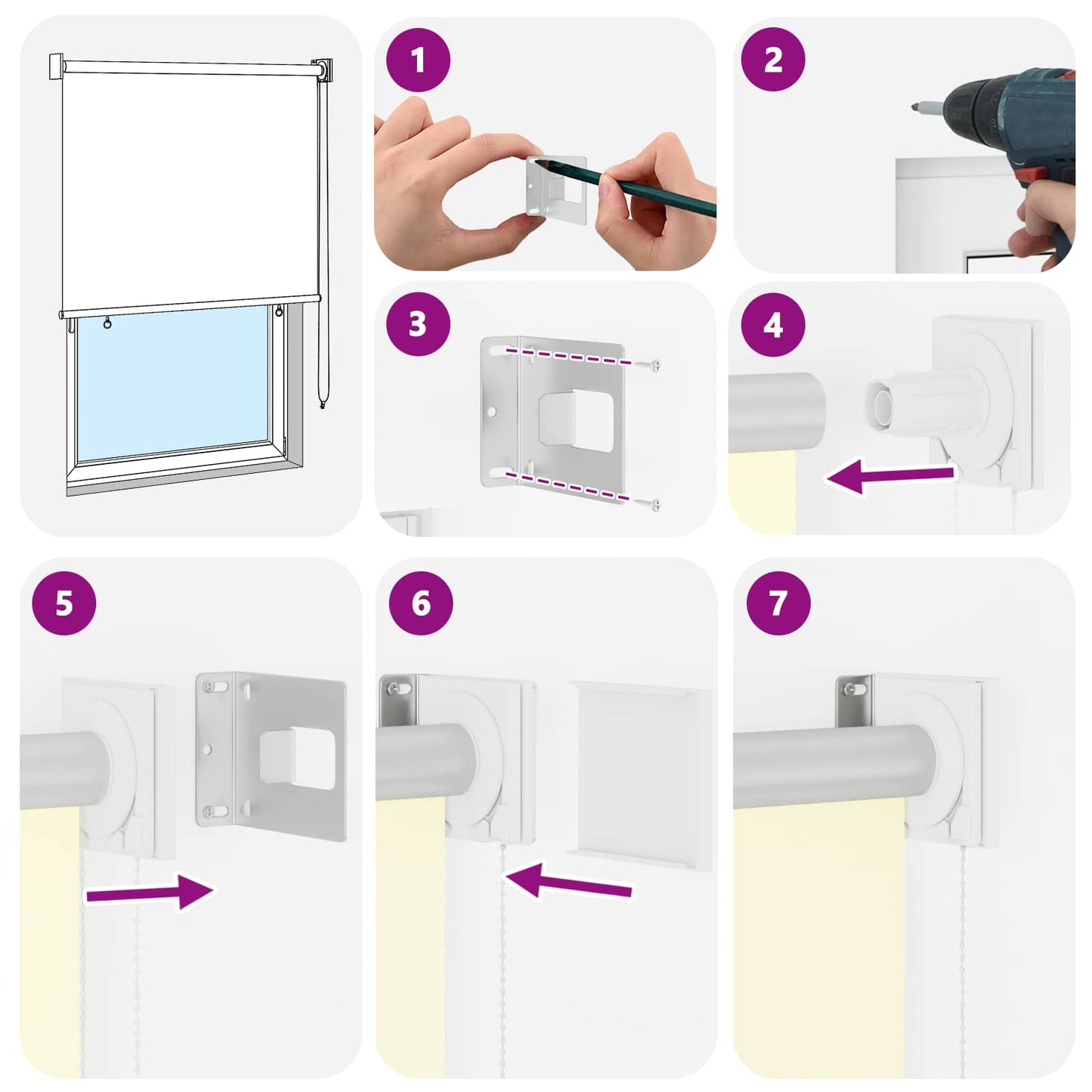 Roller Blind UV Protection Cream 80 x 140 cm Polyester