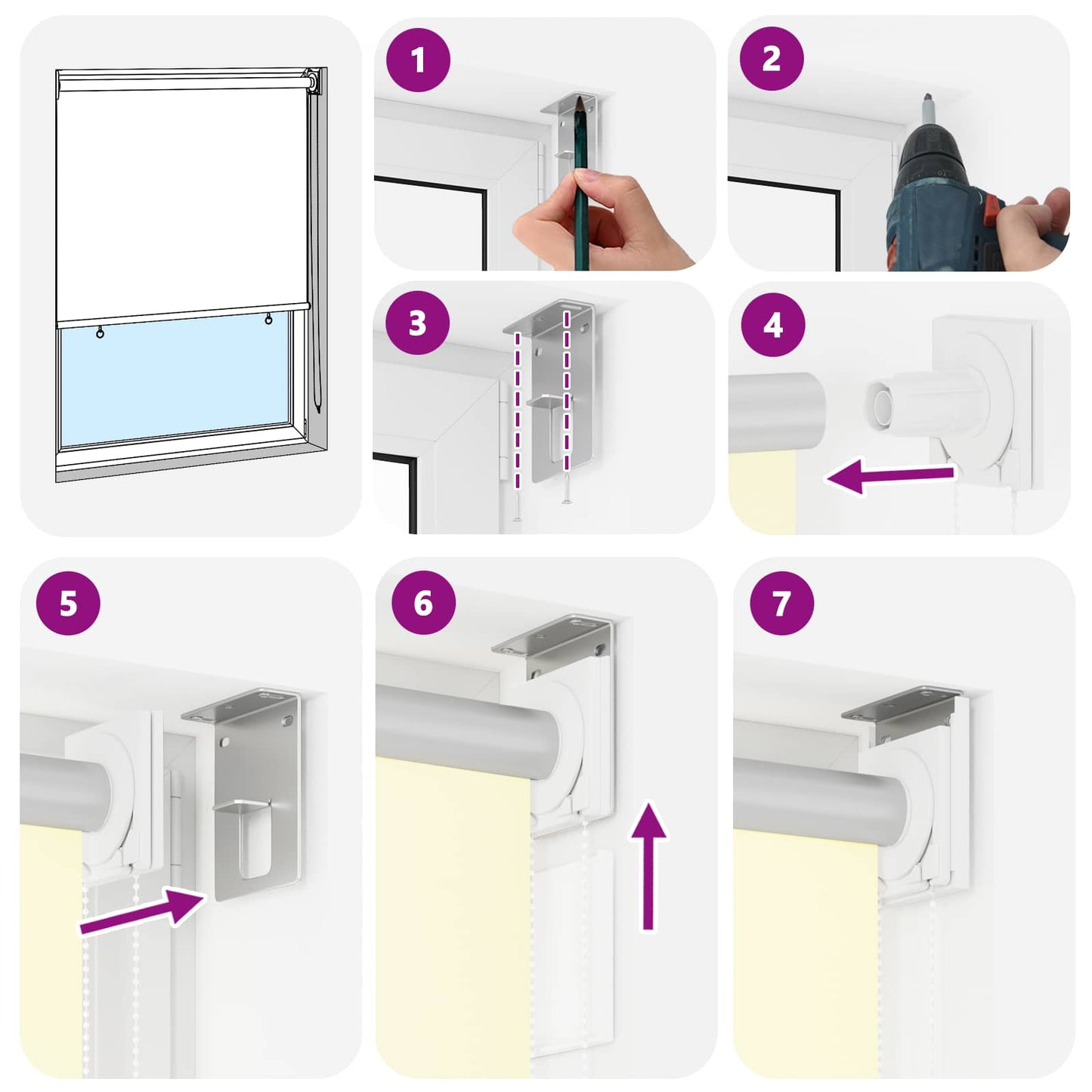Roller Blind UV Protection Cream 100 x 230 cm Polyester