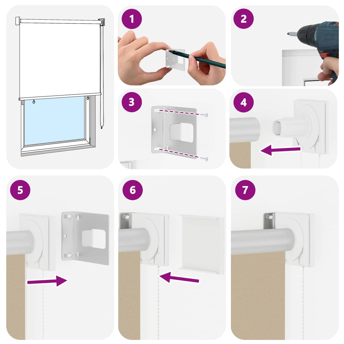 Roller Blind UV Protection Beige 180 x 230 cm Polyester