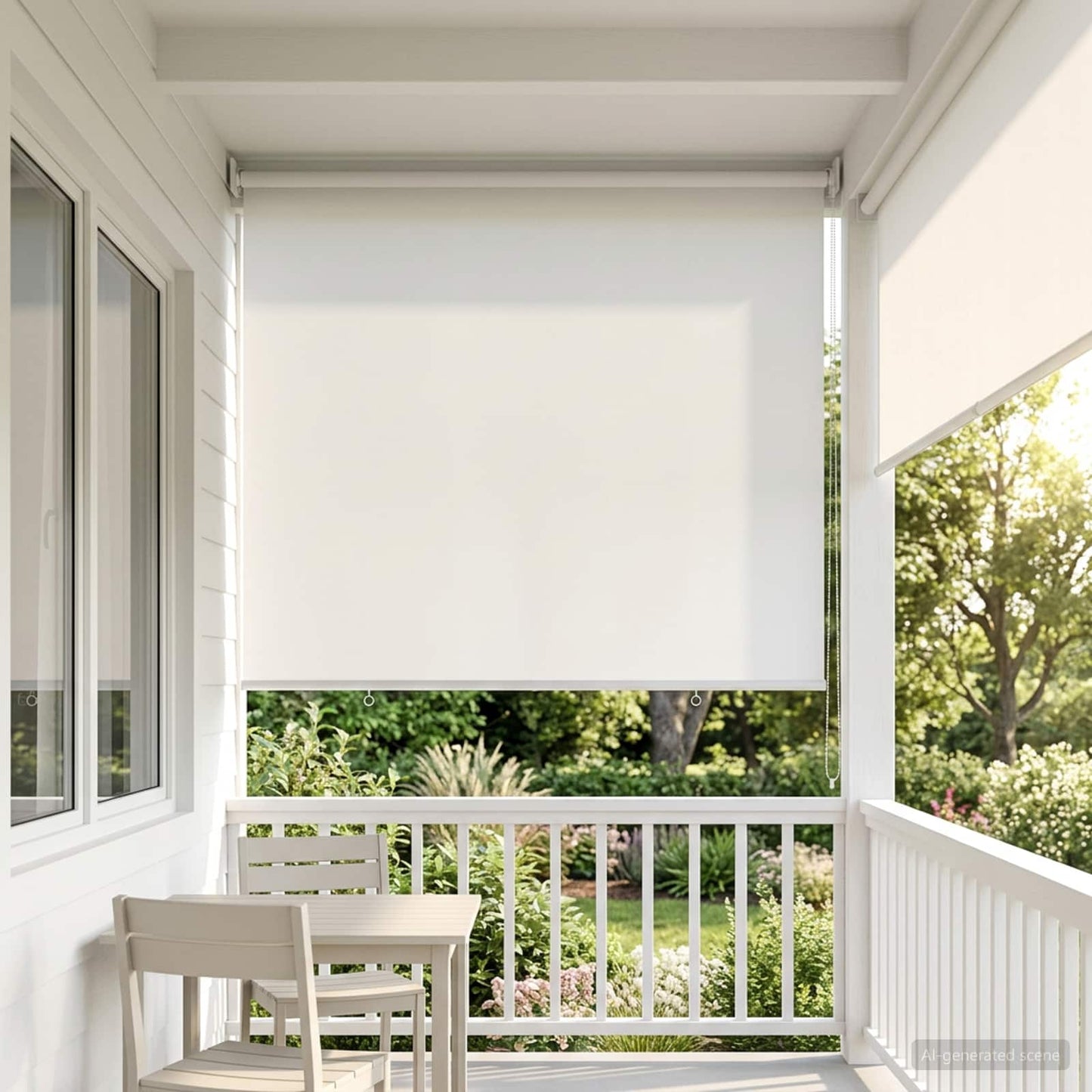 Roller Blind UV Protection White 140 x 140 cm Polyester
