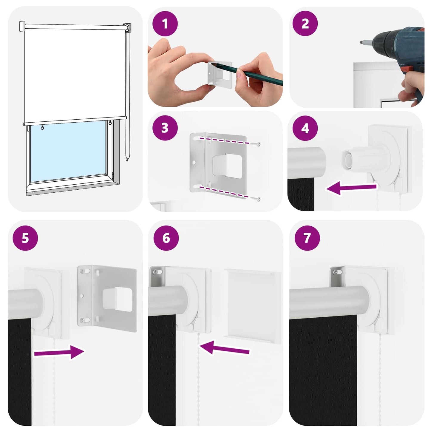 Roller Blind UV Protection Black 80 x 140 cm Polyester