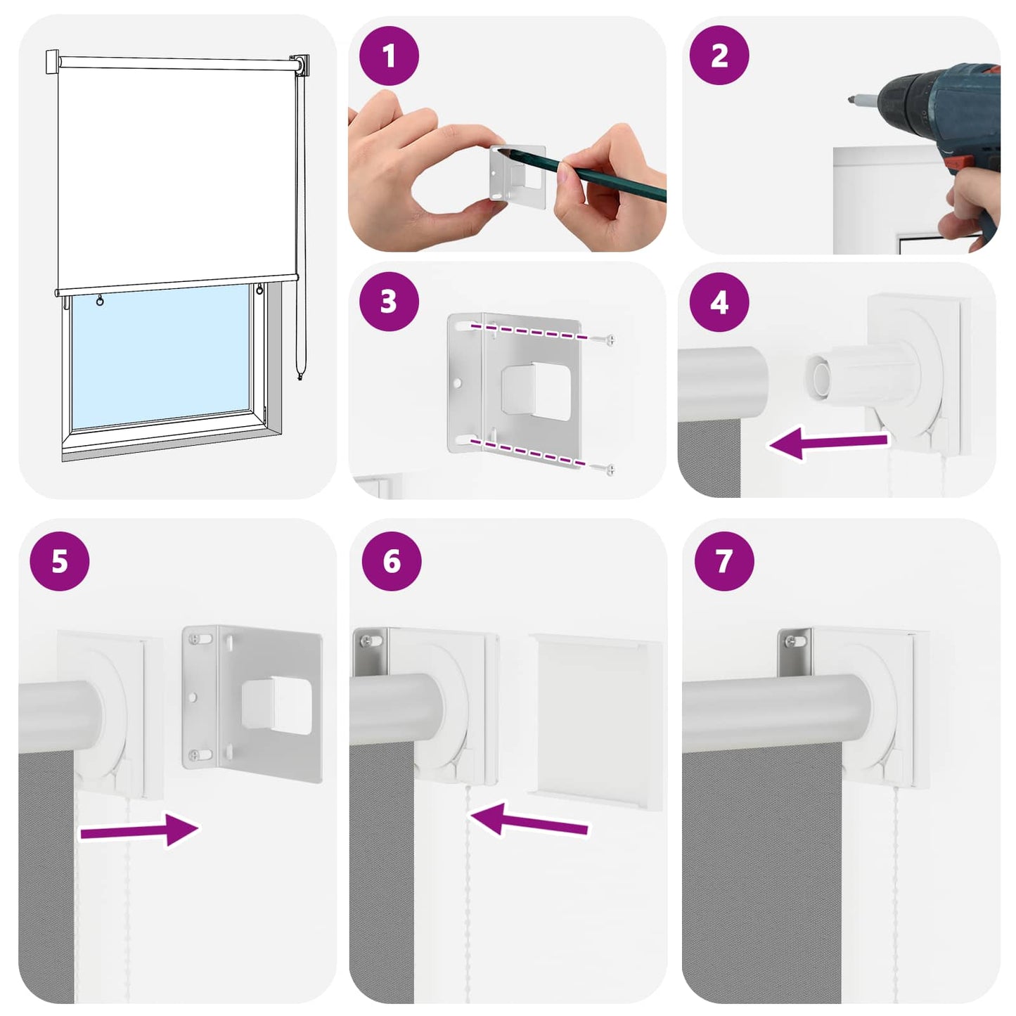 Roller Blind UV Protection Light Grey 80 x 230 cm Polyester
