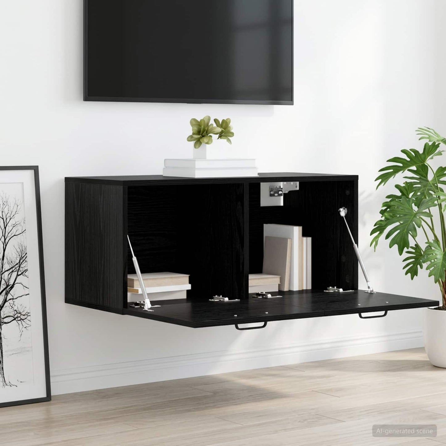 Wall Cabinet Wall-Mounted Black oak 80 x 36.5 x 35 cm
