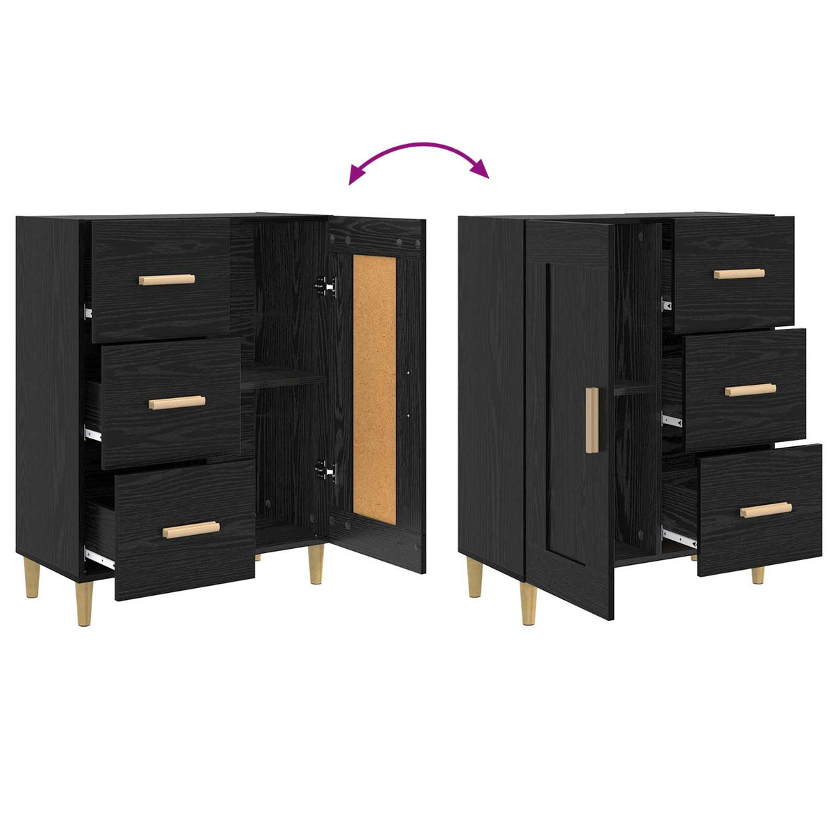 Sideboard Black Oak 69.5 x 34 x 90 cm Engineered Wood