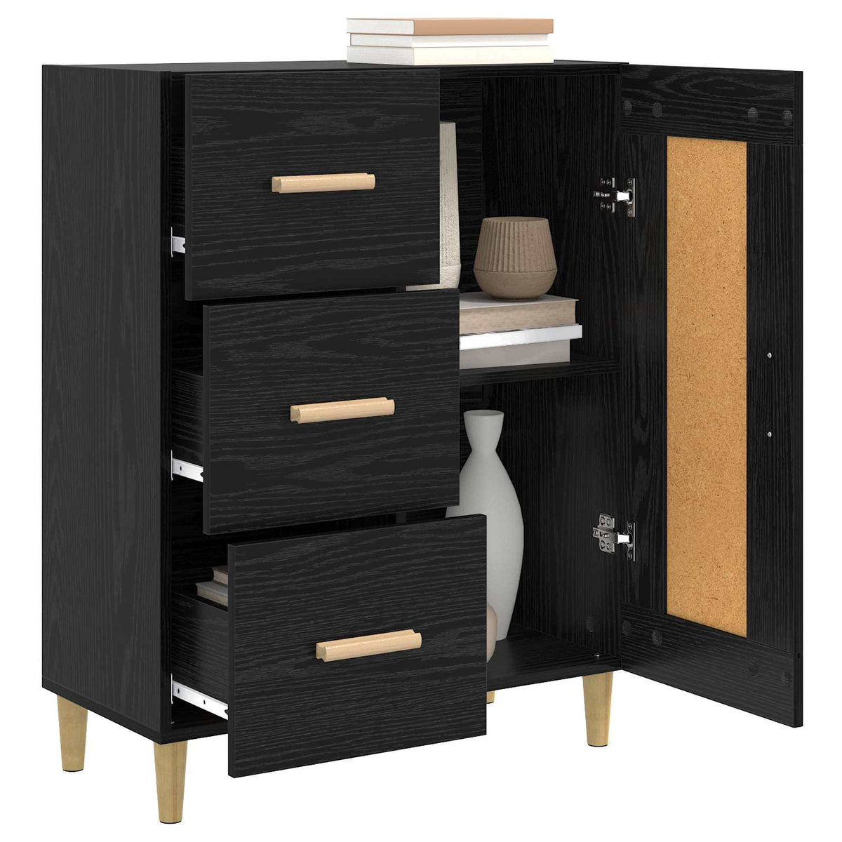 Sideboard Black Oak 69.5 x 34 x 90 cm Engineered Wood