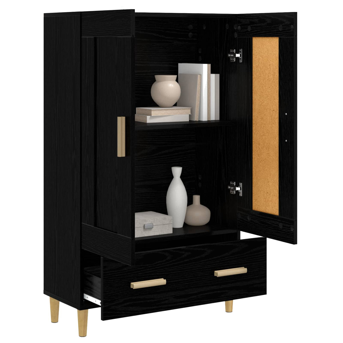 Highboard Black Oak 70 x 31 x 115 cm Engineered Wood