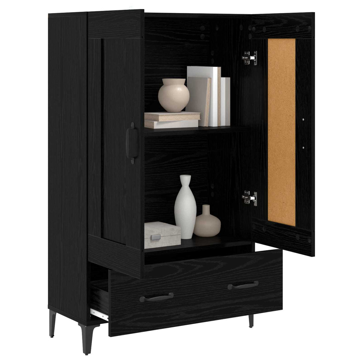 Highboard Black Oak 70 x 31 x 115 cm Engineered Wood