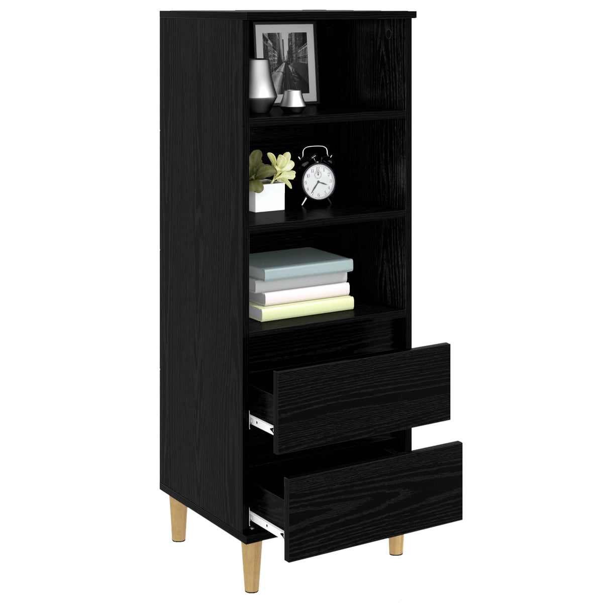Highboard Black Oak 40 x 36 x 110 cm Engineered Wood