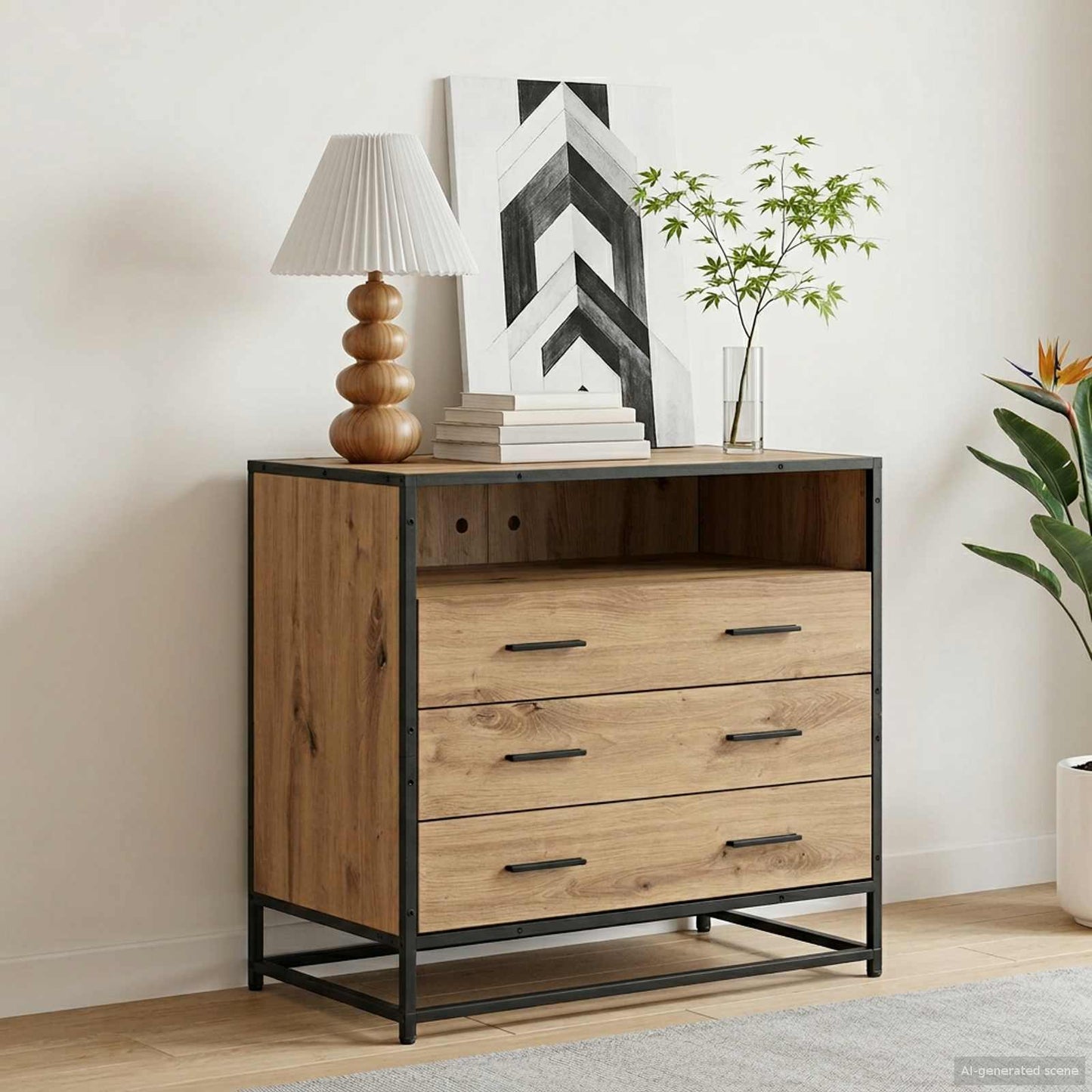 Drawer Cabinet 3-Drawer Artisan oak 70 x 41 x 70 cm