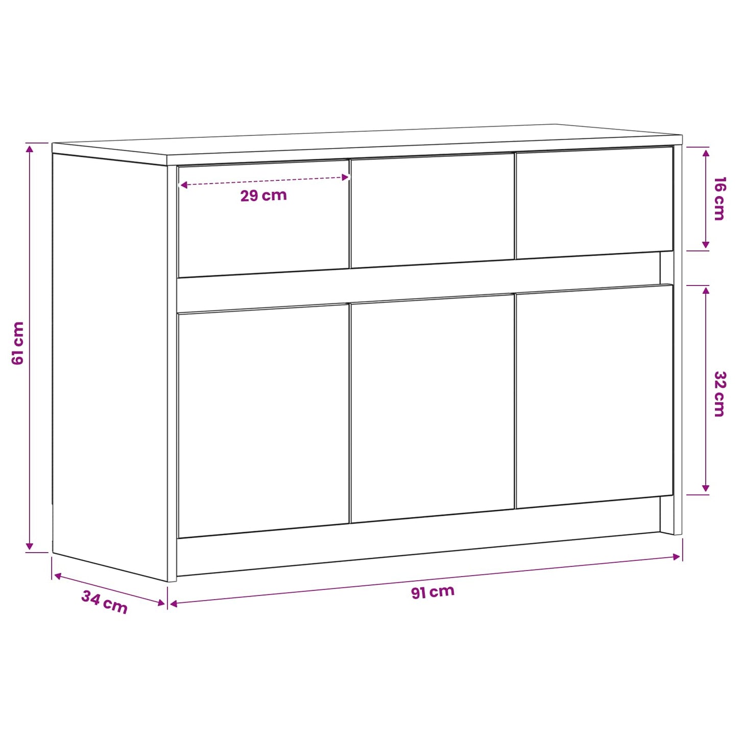 TV Cabinet 91 x 34 x 61 cm Black Oak Engineered Wood