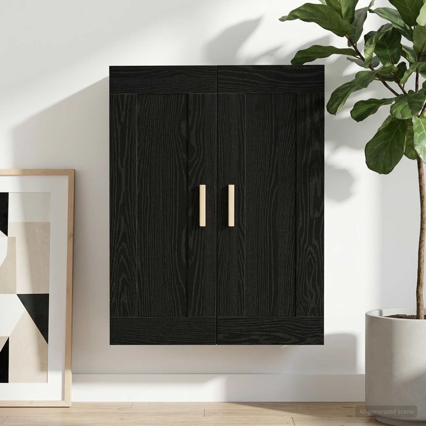 Wall Cabinet Wall-Mounted Black oak 69.5 x 34 x 90 cm