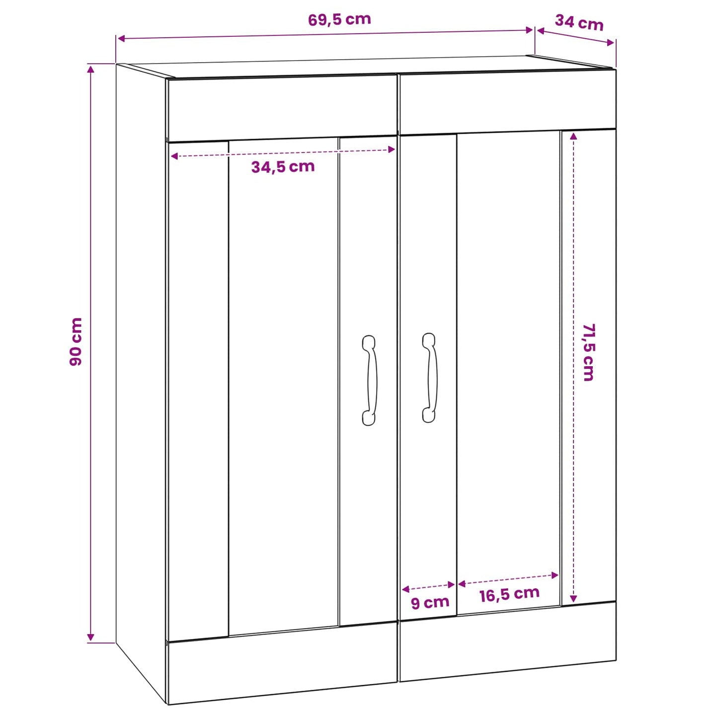Wall Cabinet Old Wood 69.5 x 34 x 90 cm Engineered Wood
