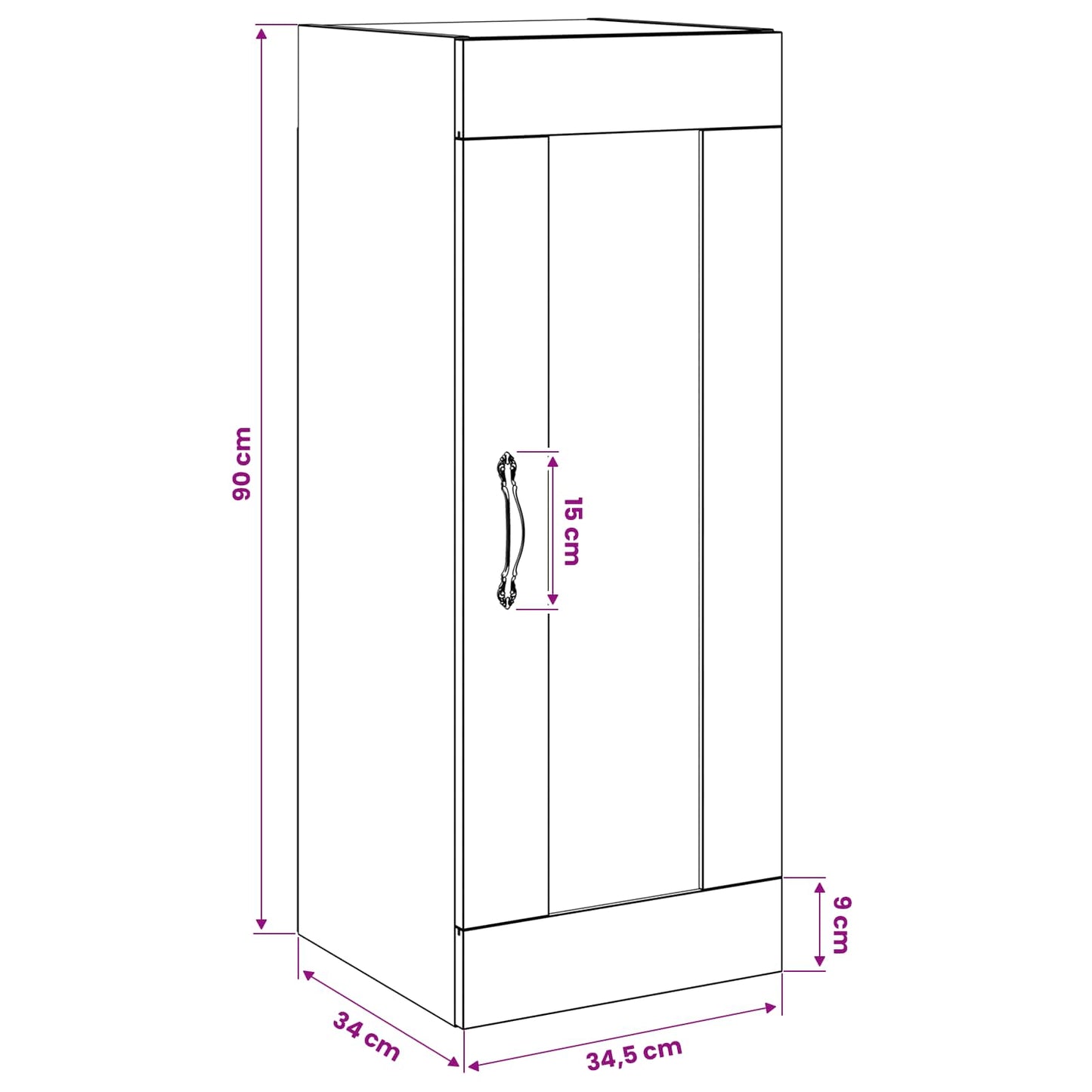 Wall Cabinet Old Wood 34.5 x 34 x 90 cm Engineered Wood