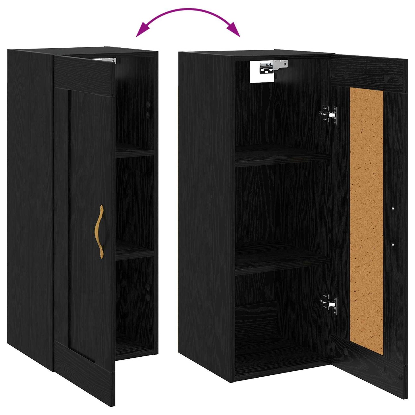 Wall Cabinet Black Oak 34.5 x 34 x 90 cm Engineered Wood