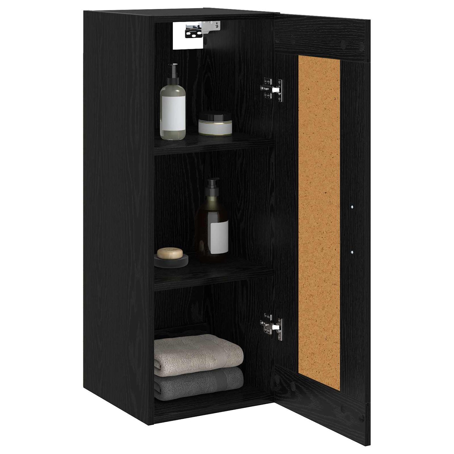 Wall Cabinet Black Oak 34.5 x 34 x 90 cm Engineered Wood