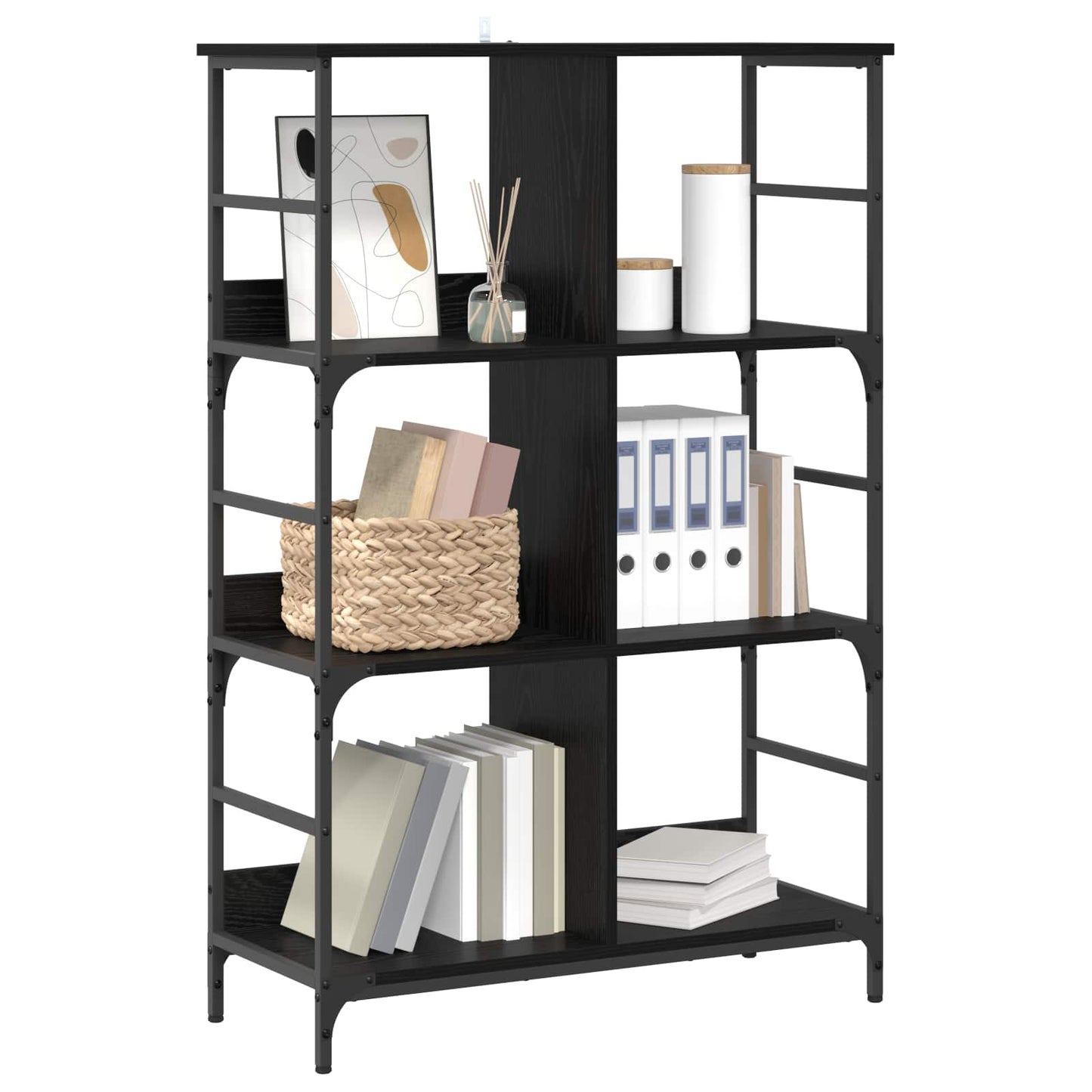 Bookshelf Black oak 78.5 x 33 x 117.5 cm metal PB