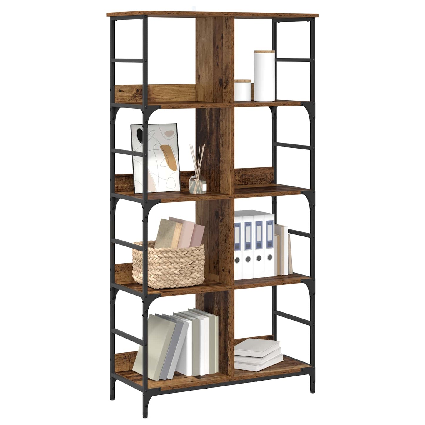 Bookshelf 4-Tier 78.5 x 33 x 153 cm metal PB Old wood