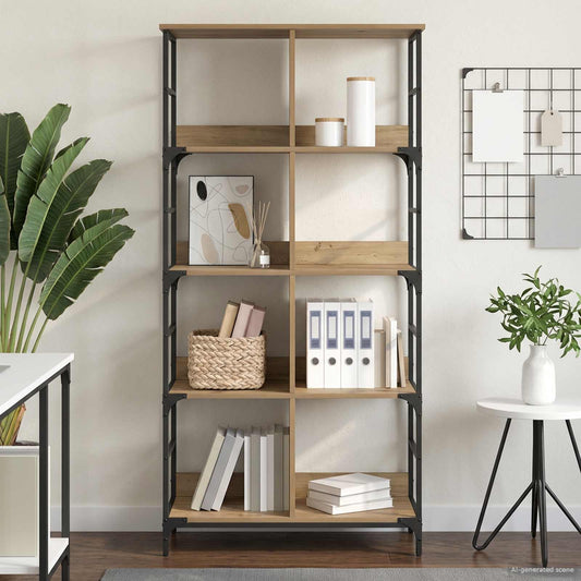 Bookshelf 4-Tier 78.5 x 33 x 153 cm metal PB Artisan oak
