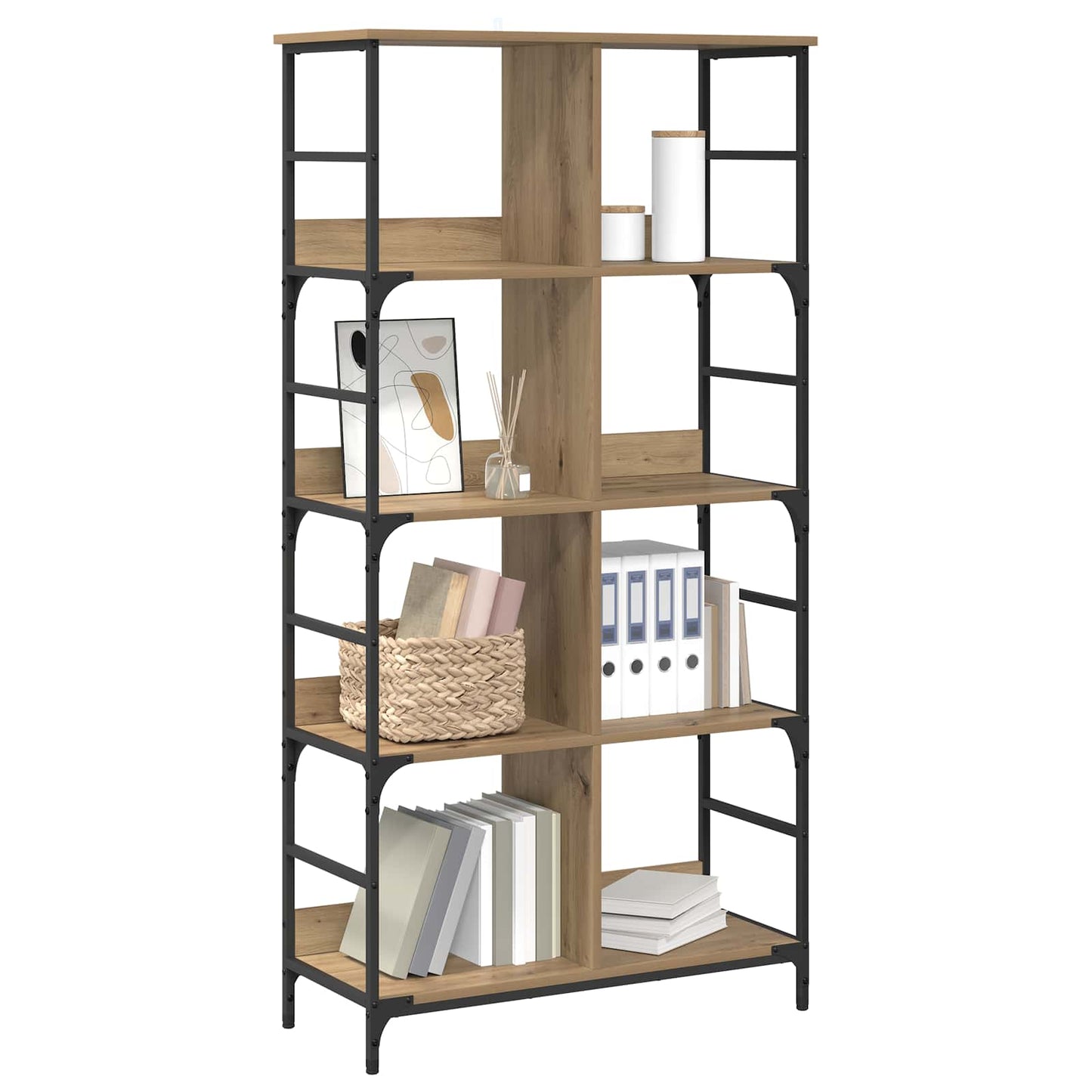 Bookshelf 4-Tier 78.5 x 33 x 153 cm metal PB Artisan oak