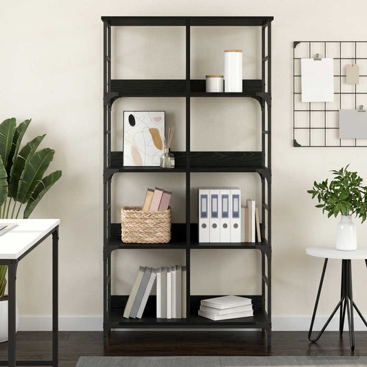 Bookshelf 4-Tier 78.5 x 33 x 153 cm metal PB Black oak