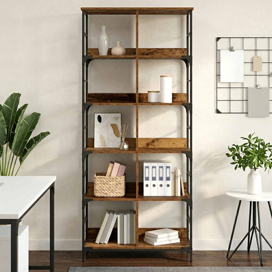 Bookshelf 4-Tier 78.5 x 33 x 188.5 cm metal PB Old wood