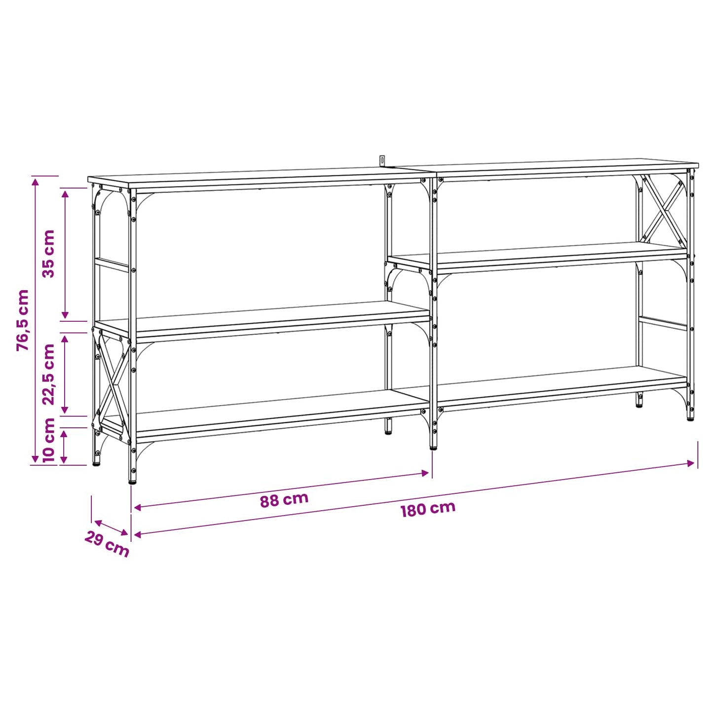 Console Table Old Wood 180 x 29 x 76.5 cm metal PB