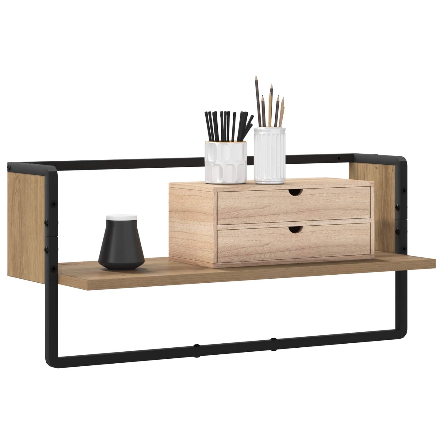 Wall Shelf Wall-Mounted Artisan oak 65 x 25 x 30 cm metal PB