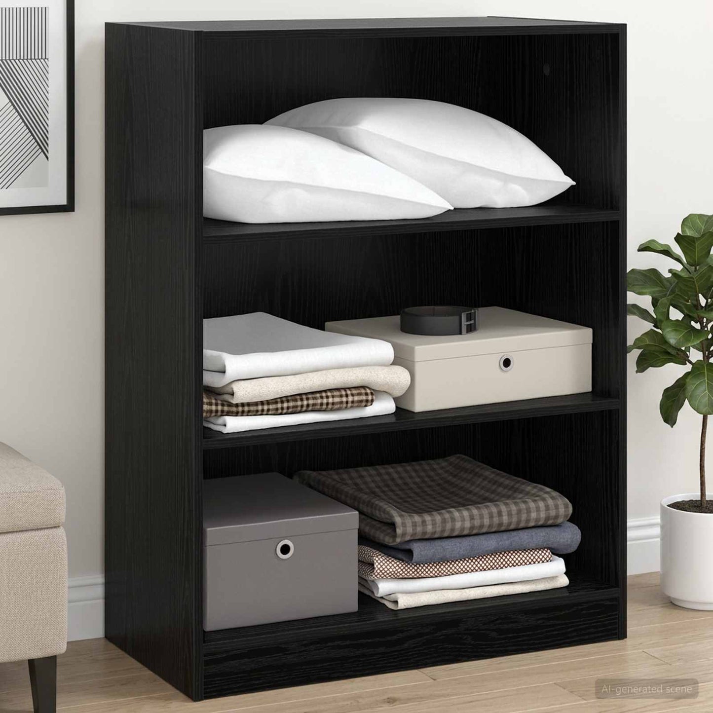 Wardrobe with Shelf with Storage Black oak 77 x 48 x 102 cm PB