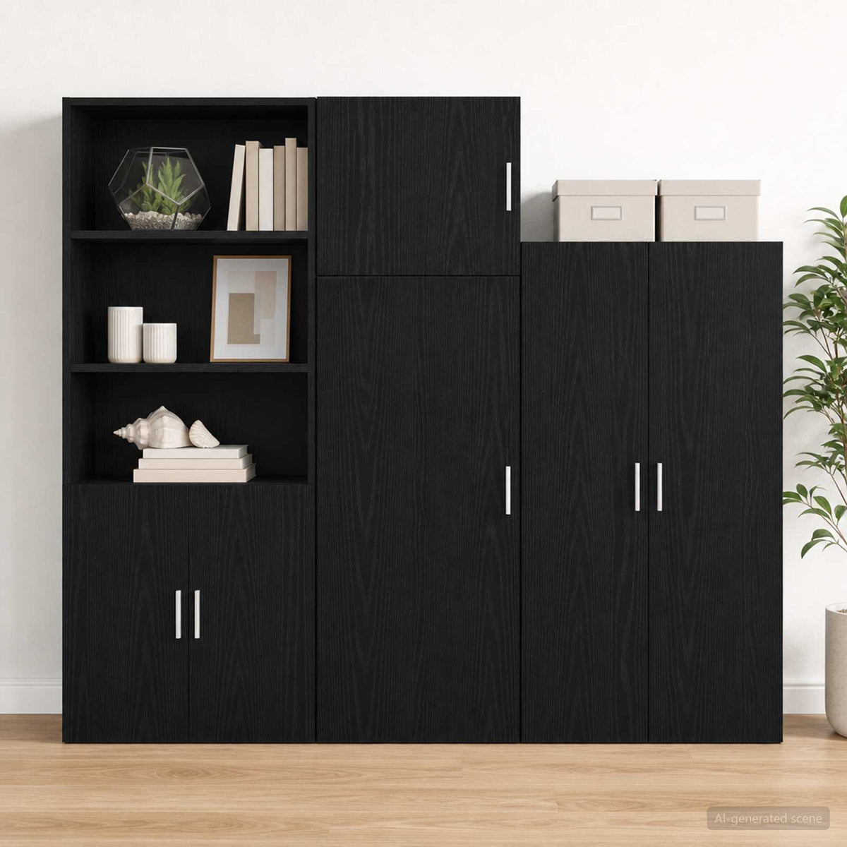 Wall Cabinet Black Oak 45 x 42.5 x 40 cm Engineered Wood