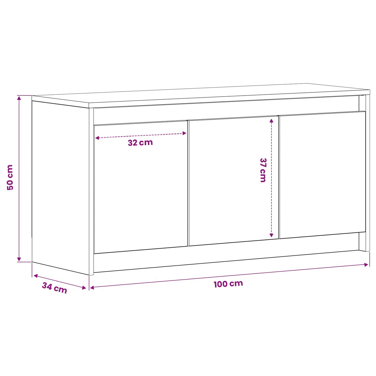 TV Cabinet 100 x 34 x 50 cm Old Wood Engineered Wood