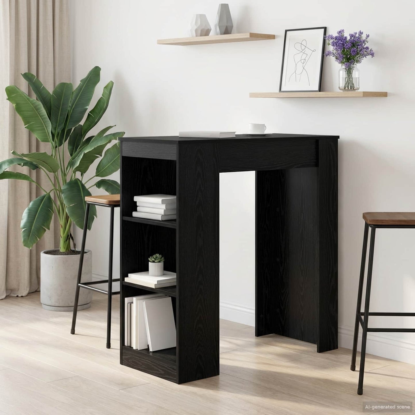 Bar Table 95 x 47 x 103.5 cm Engineered Wood Black Oak