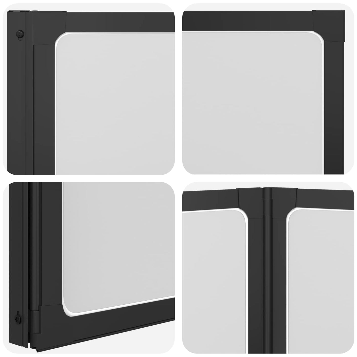 Foldable Shower Screen Black and Full Frost 132 x 2 x 140 cm