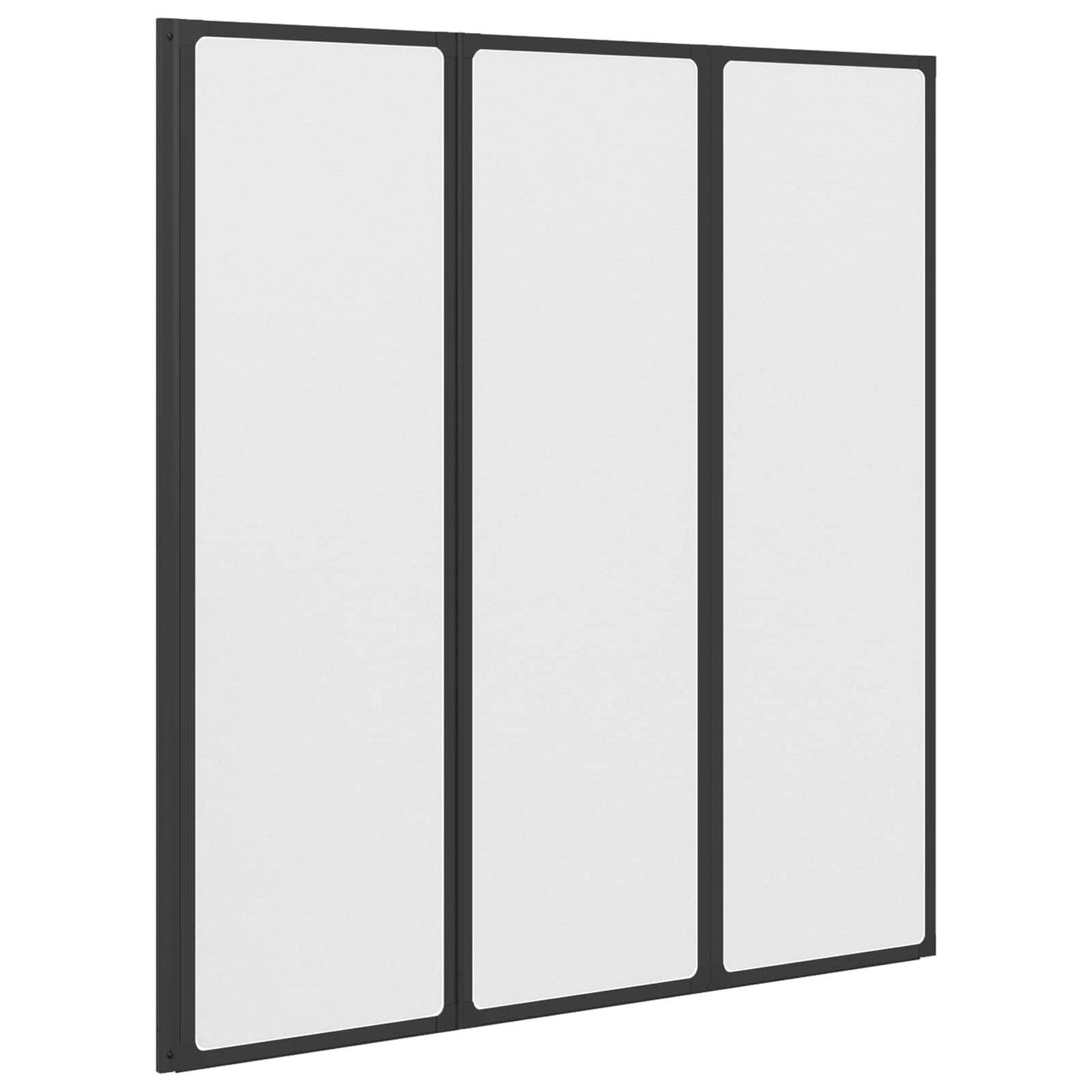 Foldable Shower Screen Black and Full Frost 132 x 2 x 140 cm