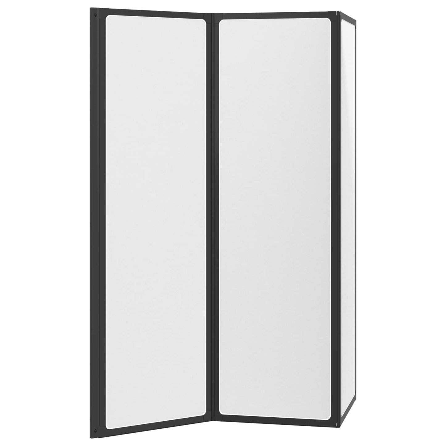 Foldable Shower Screen Black and Full Frost 132 x 2 x 140 cm