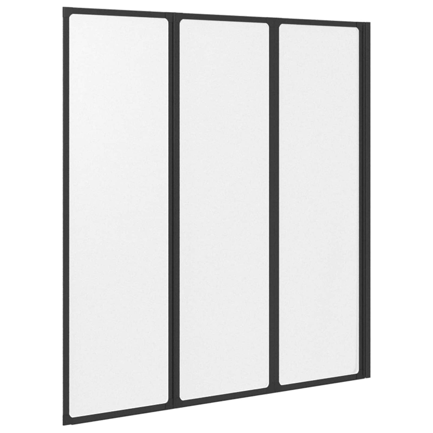 Foldable Shower Screen Black and Full Frost 132 x 2 x 140 cm