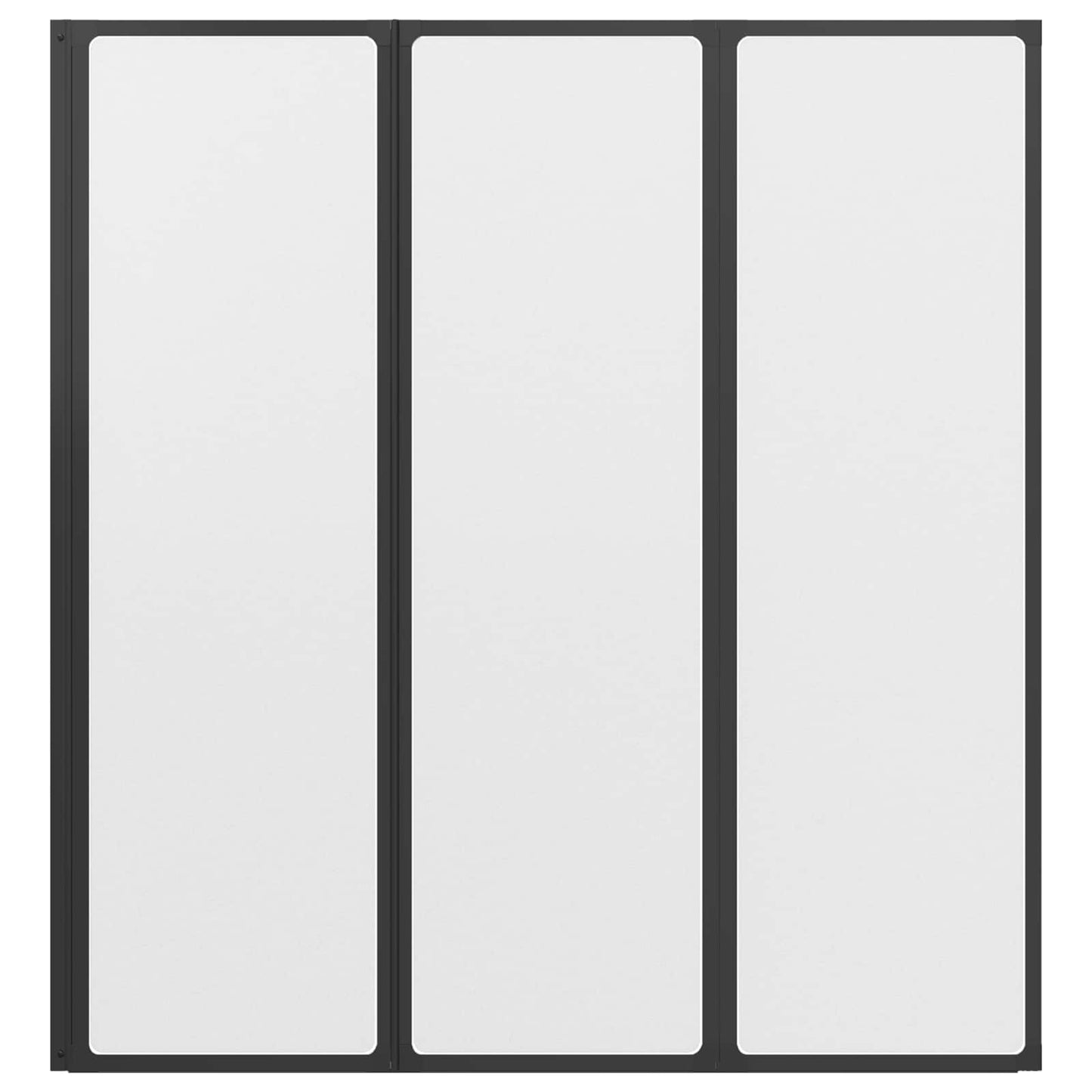 Foldable Shower Screen Black and Full Frost 132 x 2 x 140 cm