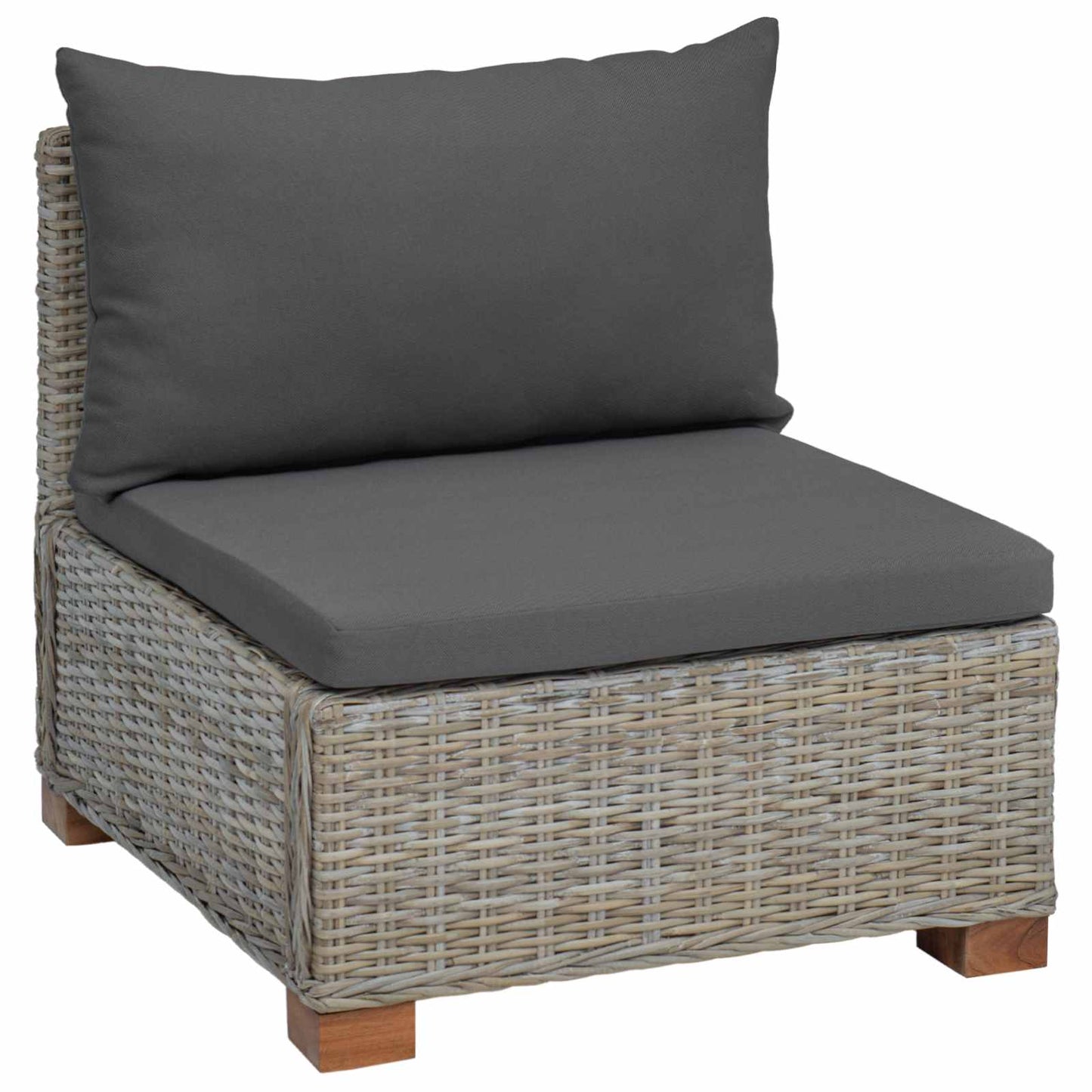 Middle Sofa with Cushions GENDT Natural Rattan Kubu Grey